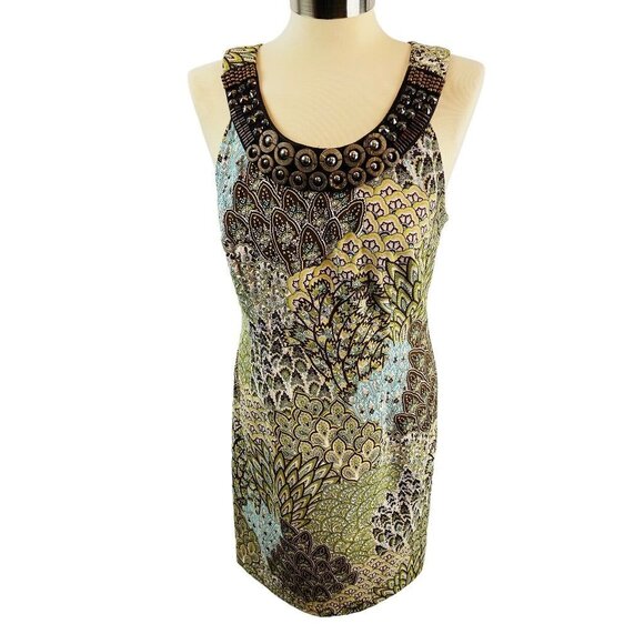 Size 10 Connected Apparel Women's Scoop Embellished Neckline Sheath Dress - Picture 10 of 16